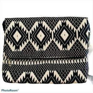 Little Marcel Sourire Noir Crossbody Textile Bag in Black & Metallic Gold